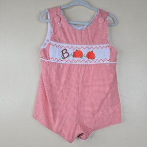 Gingham fall Boo smocked romper size 2